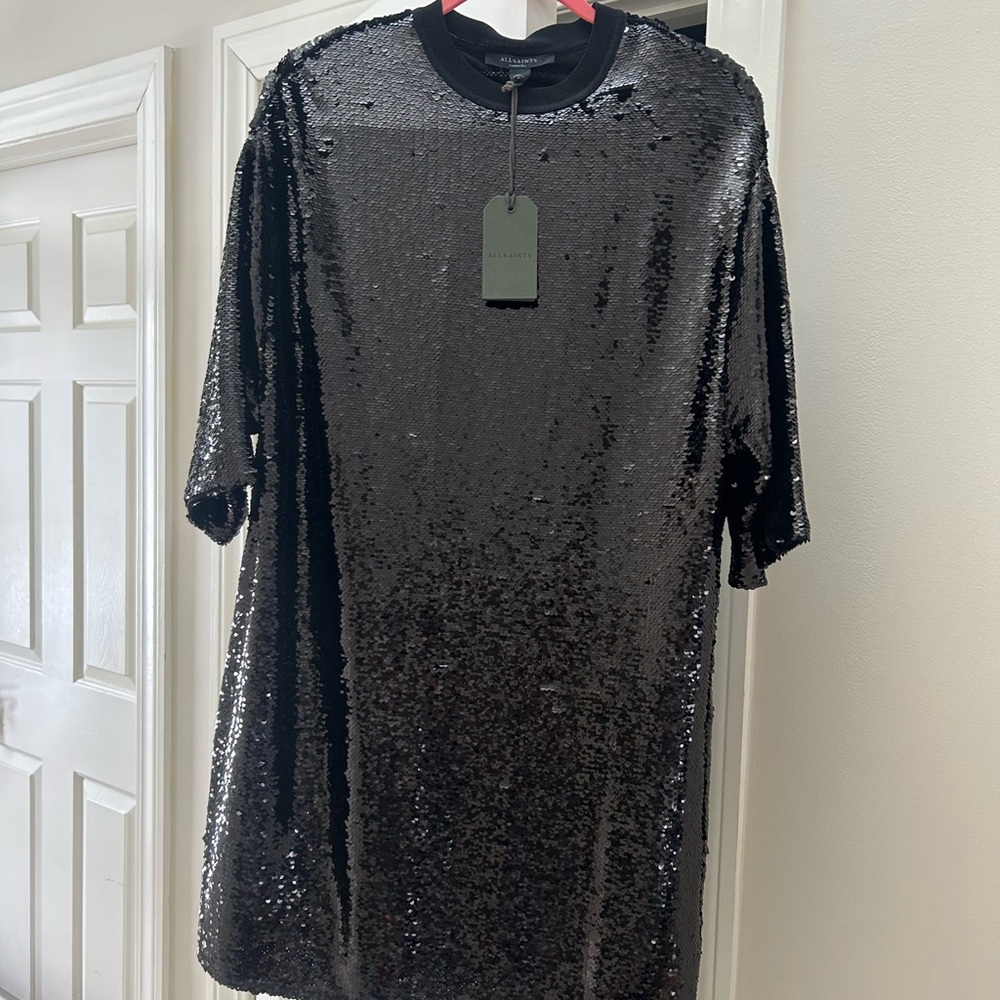 Elegant Black Sequin Dress from All Saints
